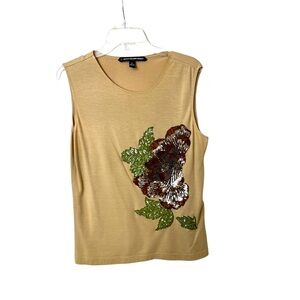 ELLEN TRACY VINTAGE LADYS TOP WITH SEQUENCE FRONT DESIGN SIZEM.